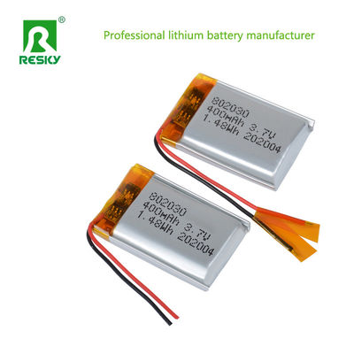 Компактный 3,7v 400mAh перезаряжаемая литий полимерная батарея питание литий-ионная ячейка 802030 с Jst соединителем