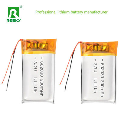 LP602030 3.7v 300mAh Перезаряжаемая литий-полимерная батарея Прочная и длинная продолжительность цикла 500 циклов
