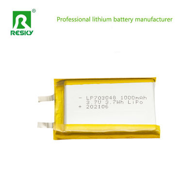 Силовая литий-ионная ячейка 703048 3.7в 1000mAh 3.7wh перезаряжаемая литий-ионная полимерная батарея